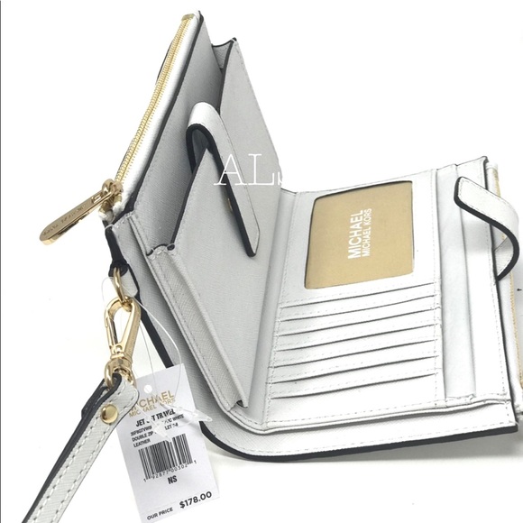 Michael Kors DoubleZip Wristlet Wallet Optic White - Picture 6 of 8